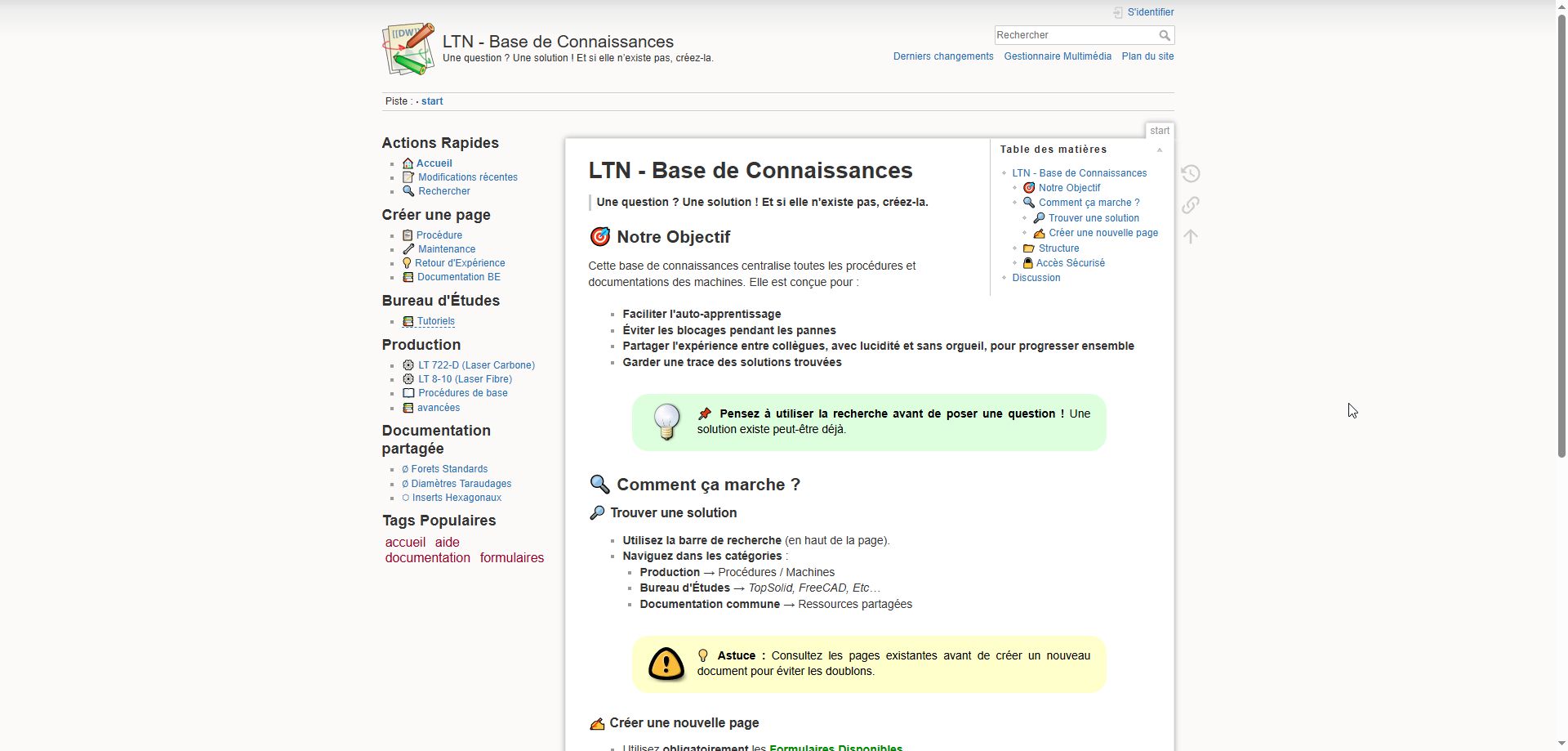 Screenshot LTN - Base de Connaissances (Wiki)